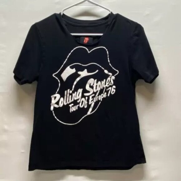 Rolling Stones T-Shirt Tour Of Europe '76 Forever 21 Boys 11/12 Unisex Black GUC - Picture 9 of 9